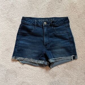 American eagle super stretch cut off denim shorts Jean shorts dark blue size 6